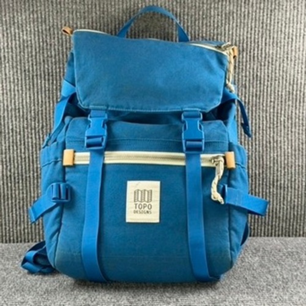 Topo Designs Rover Pack Blue Nylon Rucksack Backpack Outdoor Travel Bag